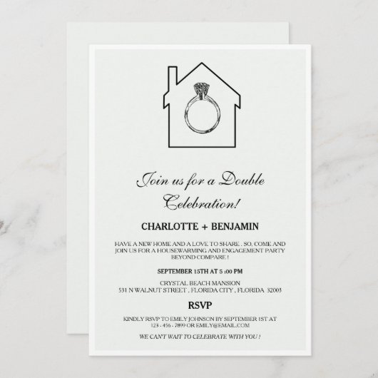 Invitation Pastel Sage Green House & Engagement Party (Devant / Derrière)