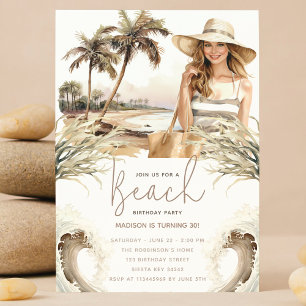 Invitation Pastel Sand Birthday Beach Party