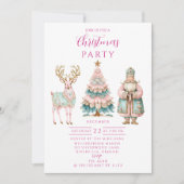 Invitation Pastel Santa and Reindeer Christmas (Devant)