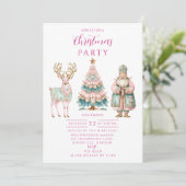 Invitation Pastel Santa and Reindeer Christmas (Debout devant)