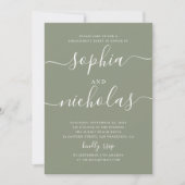 Invitation Pastel sauge vert simple script engagement (Devant)