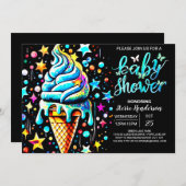 Invitation Pastel Scoop Ice Cream Boy Baby shower (Devant / Derrière)