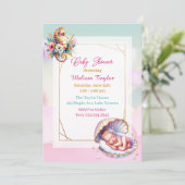 Invitation Pastel Seaside Girl's Baby shower Côtier Thème (Debout devant)