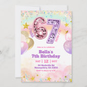 Invitation Pastel Sequin Glitter 67 Girl Birthday (Devant)