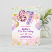 Invitation Pastel Sequin Glitter 67 Girl Birthday (Debout devant)