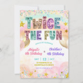 Invitation Pastel Sequin Glitter Double Birthday (Devant)