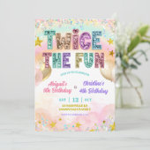 Invitation Pastel Sequin Glitter Double Birthday (Debout devant)