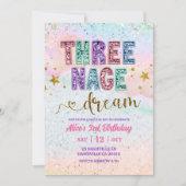 Invitation Pastel Sequin Glitter Threenage Dream Birthday (Devant)