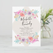 Invitation Pastel Shabby Chic Garden Floral Boho Mariage (Debout devant)