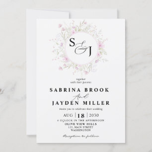 Invitation Pastel Shade Blush rose Wild Mariage Invit