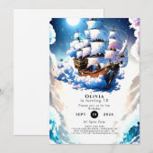 Invitation Pastel Ship Ahoy Pirate Anniversaire (Devant / Derrière)