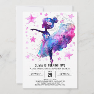 Invitation Pastel Simple Ballerina Anniversaire