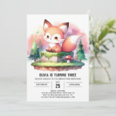 Invitation Pastel Simple Fox Anniversaire numérique (Debout devant)