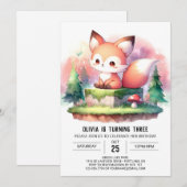 Invitation Pastel Simple Fox Anniversaire numérique (Devant / Derrière)