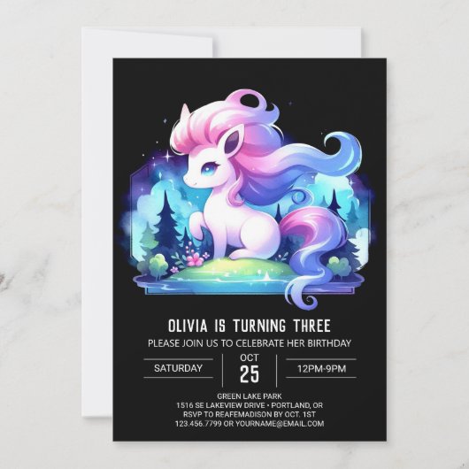 Invitation Pastel Simple Horse Anniversaire (Devant)