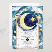 Invitation Pastel Simple Moon Anniversaire (Devant / Derrière)