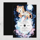 Invitation Pastel Simple Tiger Anniversaire (Devant / Derrière)