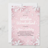 Invitation Pastel Soft Pink Snowflakes Winter Wonderland (Devant)