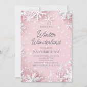 Invitation Pastel Soft Pink Snowflakes Winter Wonderland (Devant)