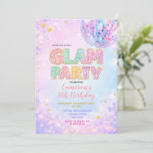 Invitation Pastel Sparkle Disco Glam Kids Birthday Party (Debout devant)