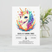 Invitation Pastel Sparkling Unicorne Anniversaire (Debout devant)