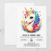 Invitation Pastel Sparkling Unicorne Anniversaire (Devant / Derrière)