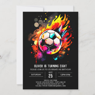 Invitation Pastel Sports Aquarelle Football Anniversaire