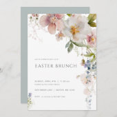 Invitation Pastel Spring Fleur sauvage Brunch de Pâques Invit (Devant / Derrière)