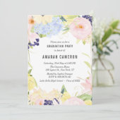 Invitation Pastel Spring Watercolor Flowers Graduation Party (Debout devant)