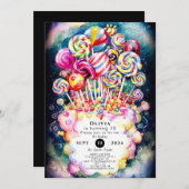 Invitation Pastel Sprinkle Candyland Anniversaire (Devant / Derrière)