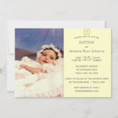 Invitation Pastel Stripes Crème Photo Baptême Christening (Devant)