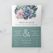 Invitation Pastel Succulent Ampersand QR Code Wedding (Intérieur)