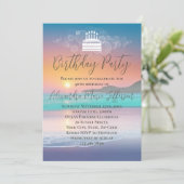 Invitation Pastel Sunset Beach Ocean Anniversaire (Debout devant)