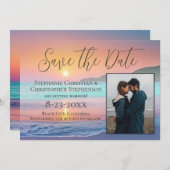 Invitation Pastel Sunset Destination Beach Enregistrer la dat (Devant / Derrière)