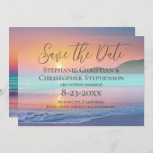 Invitation Pastel Sunset Destination Beach Enregistrer la dat (Devant / Derrière)