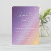 Invitation Pastel Sunset Script et Stars Graduation Party (Debout devant)