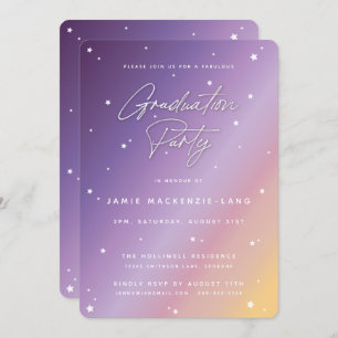 Invitation Pastel Sunset Script et Stars Graduation Party