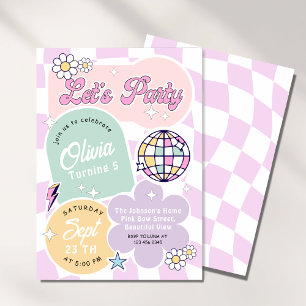 Invitation pastel Super Retro Faisons la fête Anniversaire