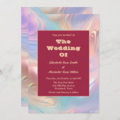 Invitation Pastel super rétro mariage des vagues abstraites (Devant / Derrière)