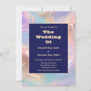 Invitation Pastel super rétro mariage des vagues abstraites
