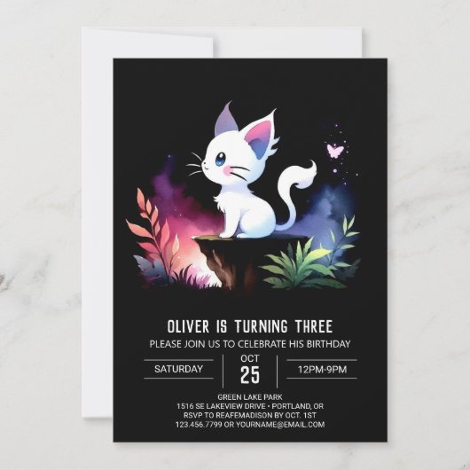 Invitation Pastel Sweet Cat Anniversaire (Devant)