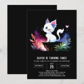 Invitation Pastel Sweet Cat Anniversaire (Devant / Derrière)