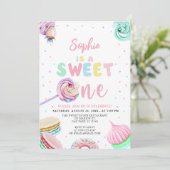 Invitation Pastel Sweets Donut & Candy Premier anniversaire (Debout devant)