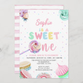 Invitation Pastel Sweets Donut & Candy Premier anniversaire (Devant / Derrière)