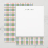 Invitation Pastel Teal Green Gingham Plaid Check Note Card (Devant / Derrière)