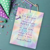 Invitation Pastel Tie Dye Colorée Fête d'anniversaire