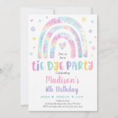 Invitation Pastel Tie Dye Rainbow Boho Hippie Girls Anniversa (Devant)