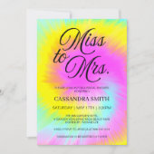 Invitation Pastel Tie Dye Swirl Mlle à Mme Fête des mariées (Devant)