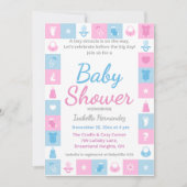 Invitation Pastel Tiny Icons Baby Shower (Devant)