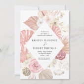 Invitation Pastel Tropical Foliage Destination Mariage (Devant)